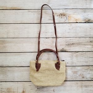Vintage Amanda Smith Beige Brown Straw Woven Purse